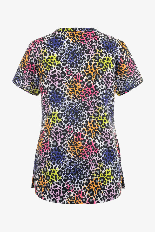 Maevn Wild Roar Animal Women's 3-Pocket STRETCH V-Neck Print Scrub Top - null - 2