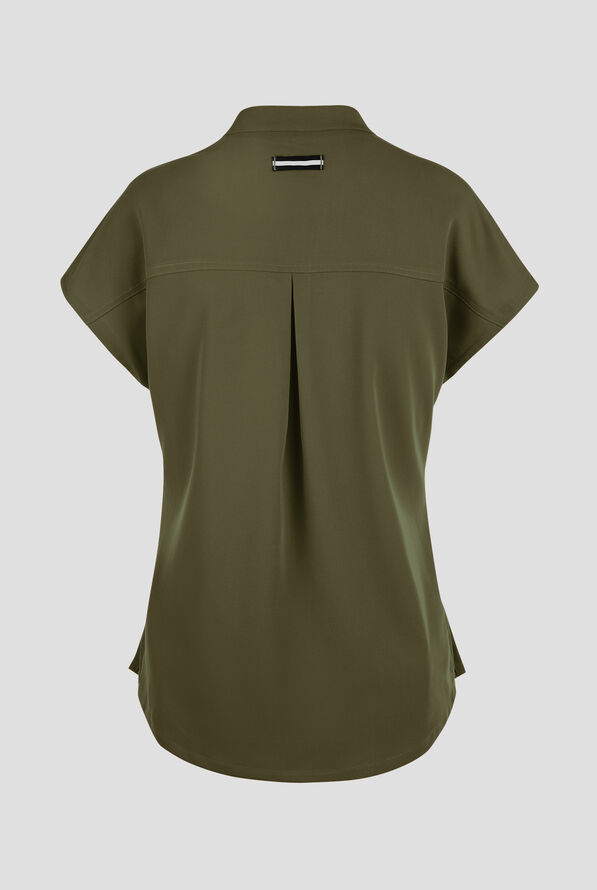 koi Next Gen Superhuman Women's 2-Pocket STRETCH Dolman Sleeve Scrub Top - Olive - 2