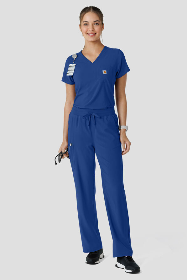 Pantal&oacute;n m&eacute;dico Carhartt Cross-Flex Force STRETCH de corte acampanado estilo cargo con cord&oacute;n convertible y 6 bolsillos para mujer - Royal - 5