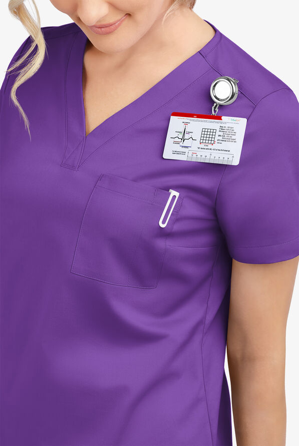 Blusa m&eacute;dica Butter-Soft STRETCH con cuello en V y 2 bolsillos para mujer - Liberty Purple - 5