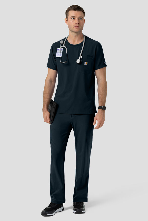 Carhartt Cross-Flex Men's 2-Pocket STRETCH Crew Neck Scrub Top - Navy - 4