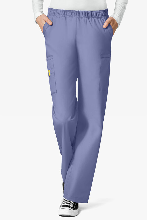 WonderWink ORIGINS Quebec Women's 8-Pocket Boot Cut Scrub Pants - Tall - Ceil Blue - 4