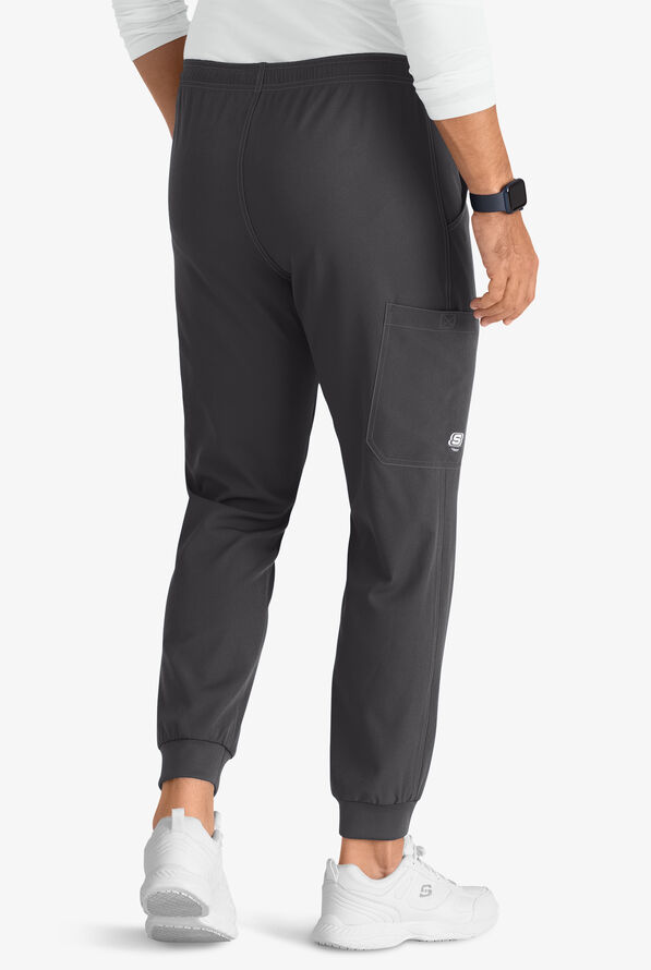 Skechers by Barco Structure Men's 3-Pocket STRETCH Cargo Jogger Scrub Pants - Short - Pewter - 4