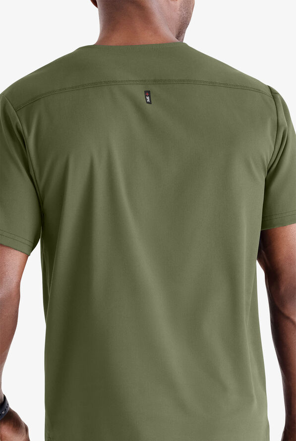 Grey's Anatomy by Barco Spandex STRETCH Murphy Men's 2-Pocket V-Neck Scrub Top - Olive - 4