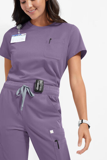 Blusa m&eacute;dica ReSurge Citrine con cuello redondo y 1 bolsillo para mujer