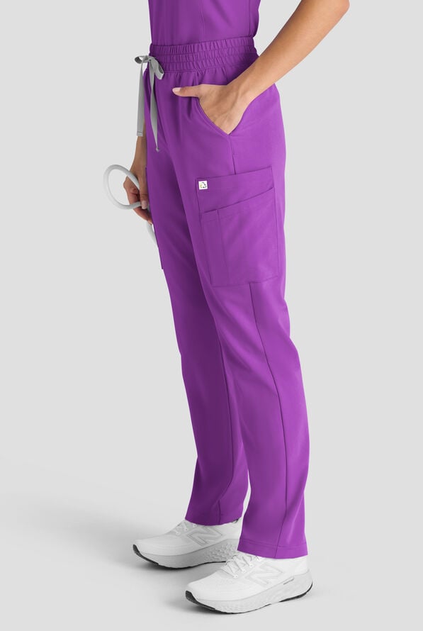 ReSurge Topaz Women's 11-Pocket Drawstring Scrub Pants - Fresh Purple - 4