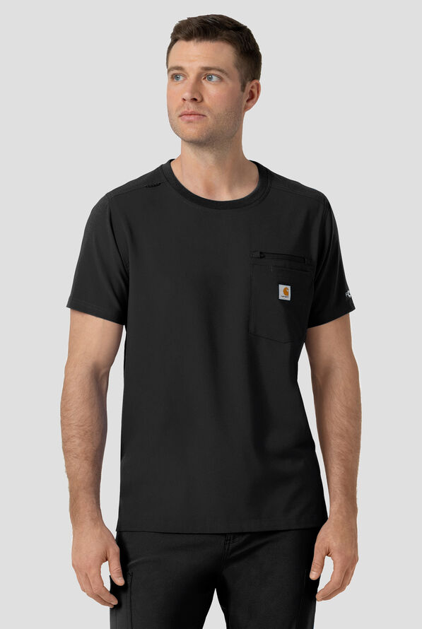 Carhartt Cross-Flex Men's 2-Pocket STRETCH Crew Neck Scrub Top - Black - 2
