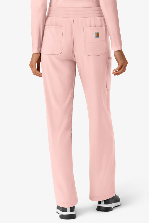 Carhartt Cross-Flex Force Boot Cut Women's 6-Pocket STRETCH Convertible Drawstring Cargo Scrub Pants - Soft Rose - 2