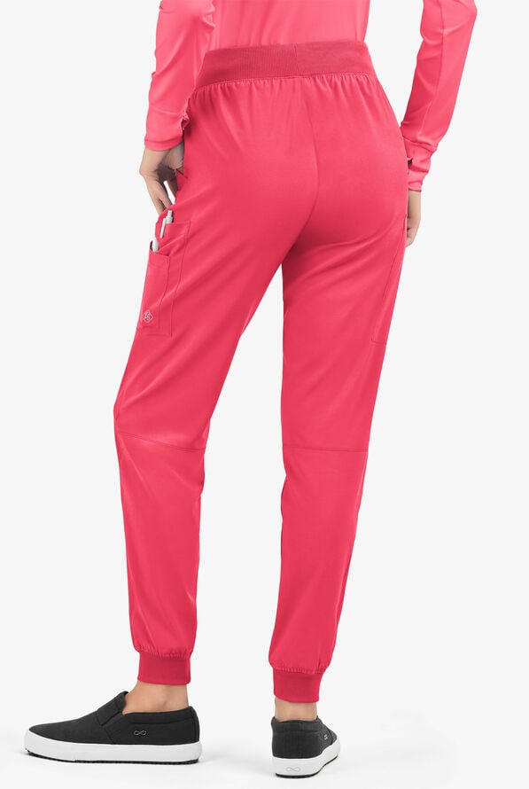 Easy STRETCH Mila Women's 7-Pocket Jogger Scrub Pants - Bright Watermelon - 3