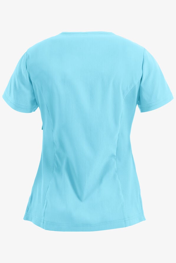 Blusa m&eacute;dica koi Lite&trade; Philosophy STRETCH estilo cruzado con 3 bolsillos y cremallera para mujer - Sky - 2