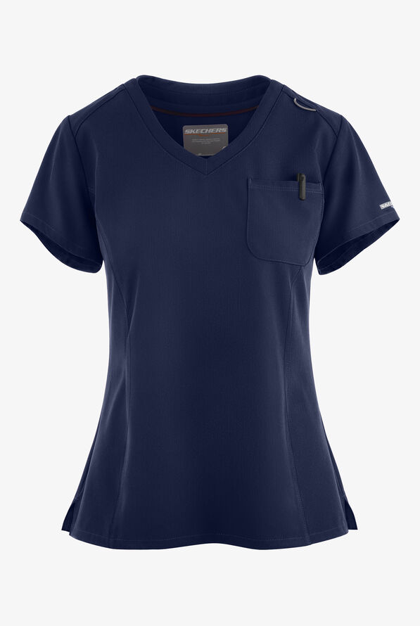 Blusa médica Skechers by Barco Dignity STRETCH con cuello en V y 1 bolsillo para mujer - Navy - 1