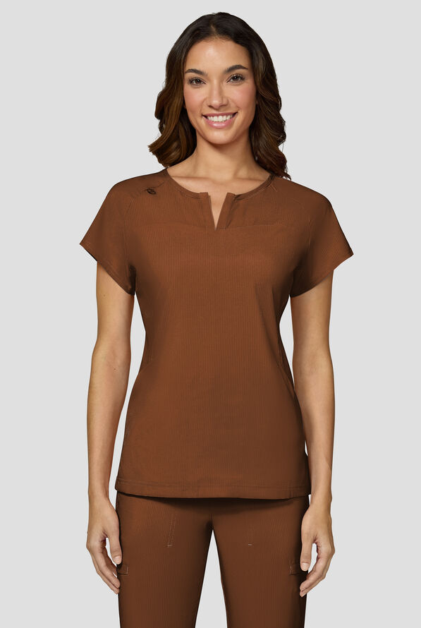 Blusa m&eacute;dica koi Lite&trade; Lilias con cuello coraz&oacute;n con muesca y 2 bolsillos para mujer - Walnut - 2