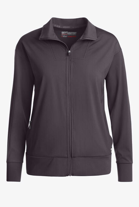 Grey's Anatomy by Barco Knit STRETCH Ease Warm Up Women's 4-Pocket Zip Front Scrub Jacket