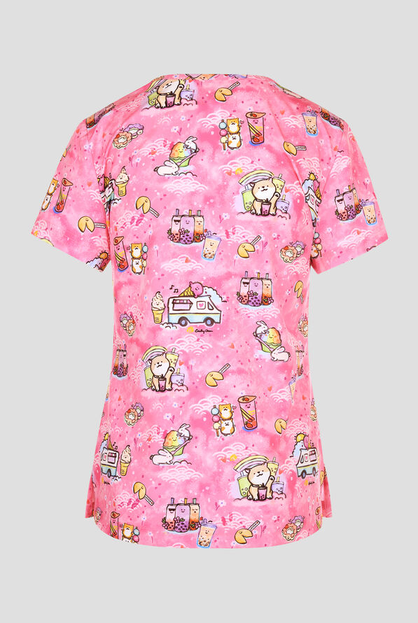 Blusa médica estampada koi Basics Sweet Treats STRETCH con cuello en V y 2 bolsillos para mujer - null - 2