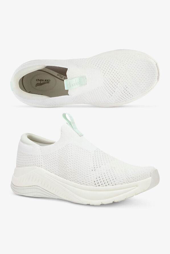 Dansko Women's Pep White Knit Athletic Lace Up Shoes - White - 1