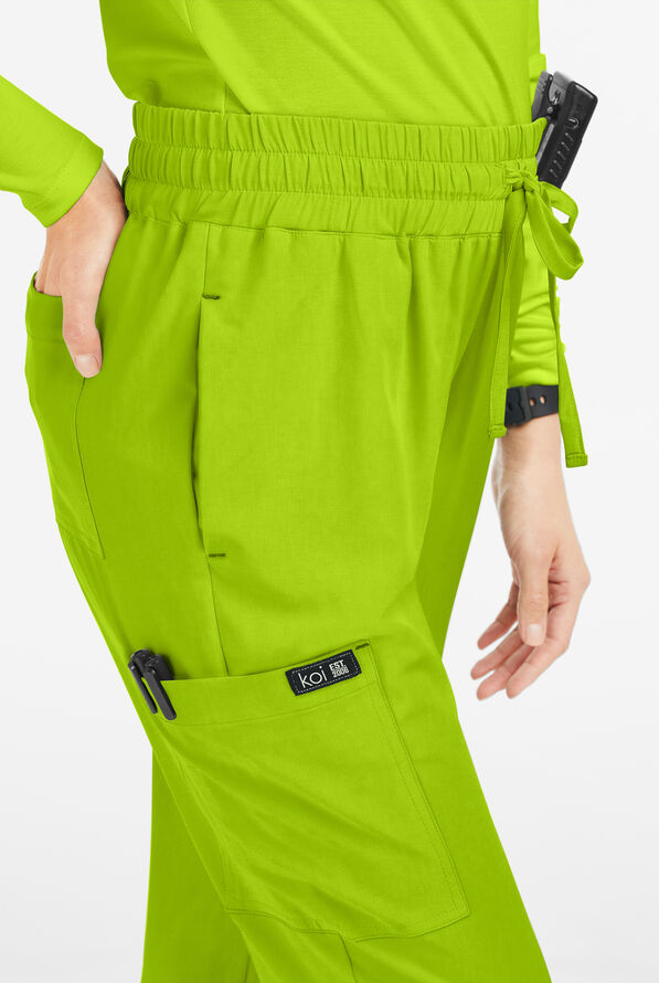 koi Basics Gemma Women's 5-Pocket STRETCH Cargo Jogger Scrub Pants - Green Tea - 2