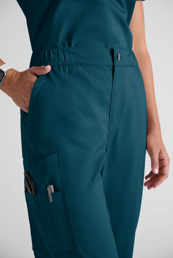 Pantal&oacute;n m&eacute;dico Butter-Soft STRETCH estilo cargo con bragueta y 10 bolsillos para mujer - Caribbean Blue - 8