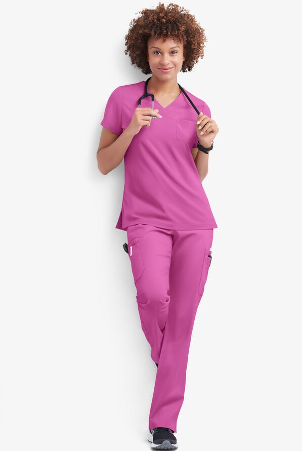 Butter-Soft STRETCH Women's 9-Pocket Drawstring with Back Elastic Scrub Pants - Rosebud - 4