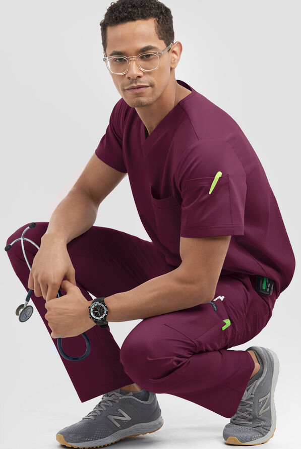 Advantage STRETCH Men's 8-Pocket Cargo Scrub Pants - Wine - 3