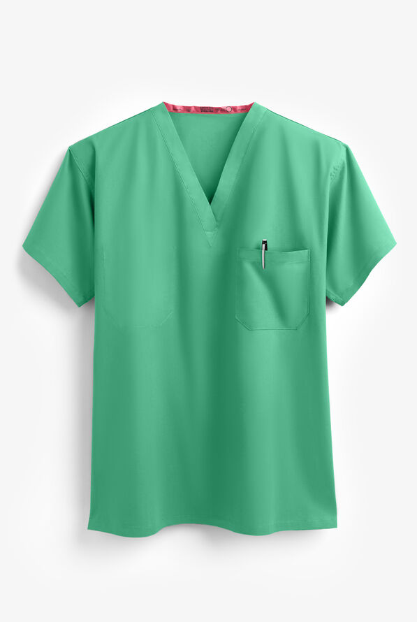 Fashion Seal Unisex 1-Pocket 100% Cotton Reversible Scrub Top - Jade - 1