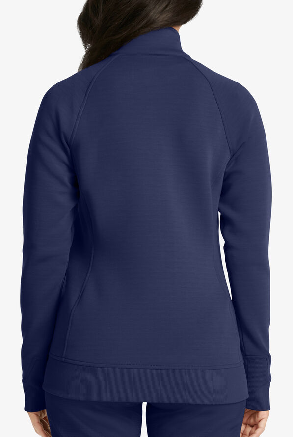 Healing Hands Purple Label Karma Women's 5-Pocket STRETCH Zip Front Scrub Jacket - Navy - 4