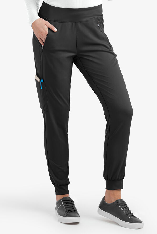 Healing Hands Purple Label Tara Women's 6-Pocket STRETCH Jogger Cargo Scrub Pants - Black - 1
