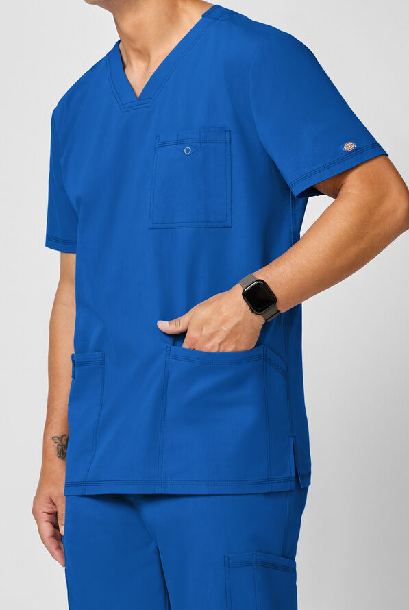 Dickies Forge Men's 3-Pocket V-Neck Scrub Top - Royal - 2