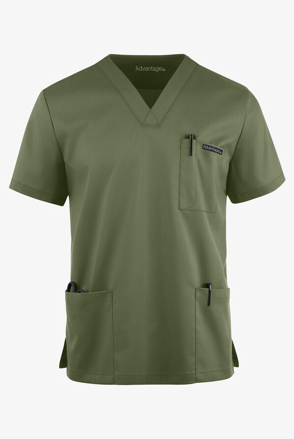 Advantage STRETCH Men's 6-Pocket V-Neck Scrub Top - Light Olive - 1