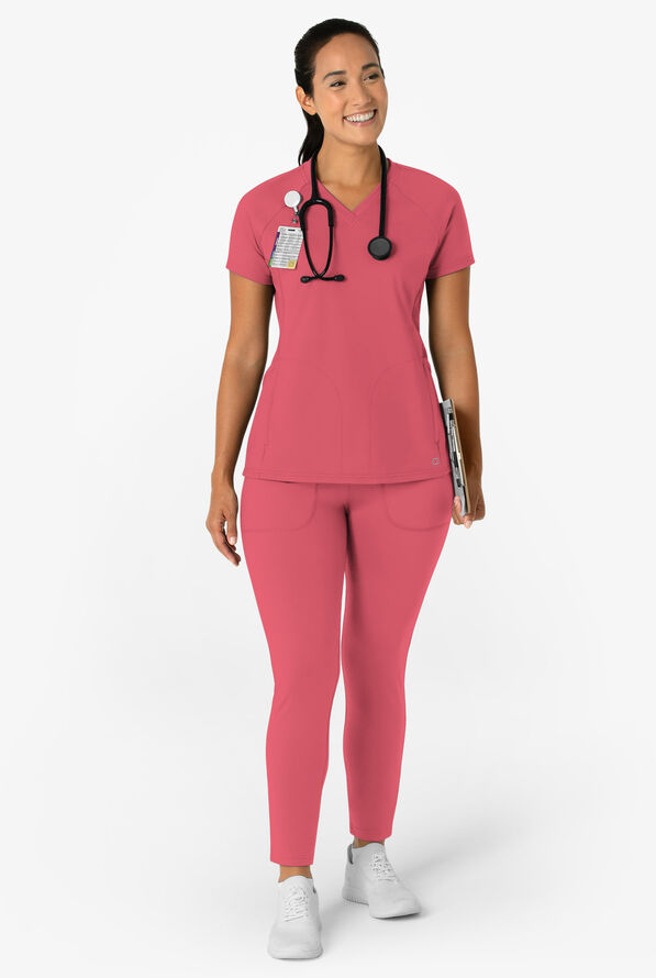 Wink Renew Knit Women's 5-Pocket STRETCH Ankle Zip Track Scrub Pants - Ruby - 4