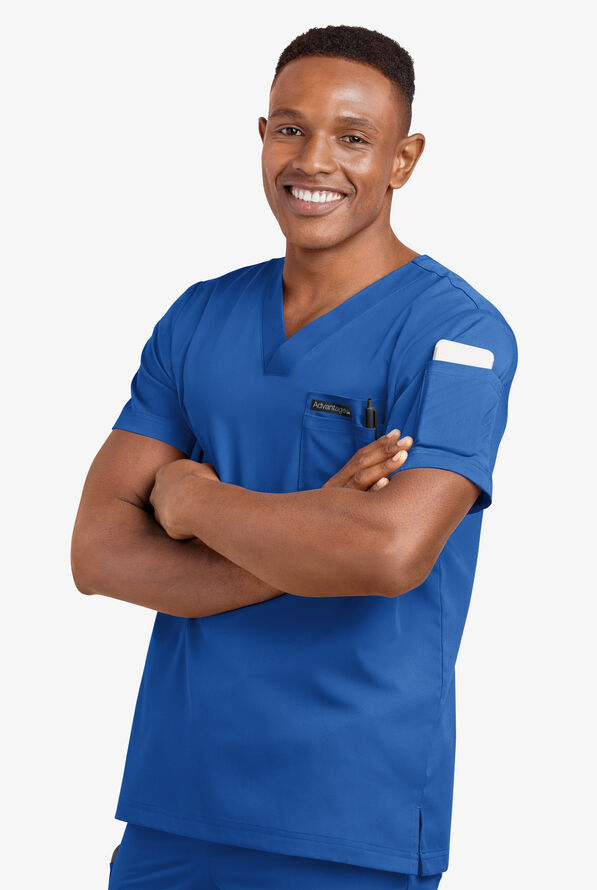 Advantage STRETCH Men's 4-Pocket V-Neck Scrub Top - Royal - 6