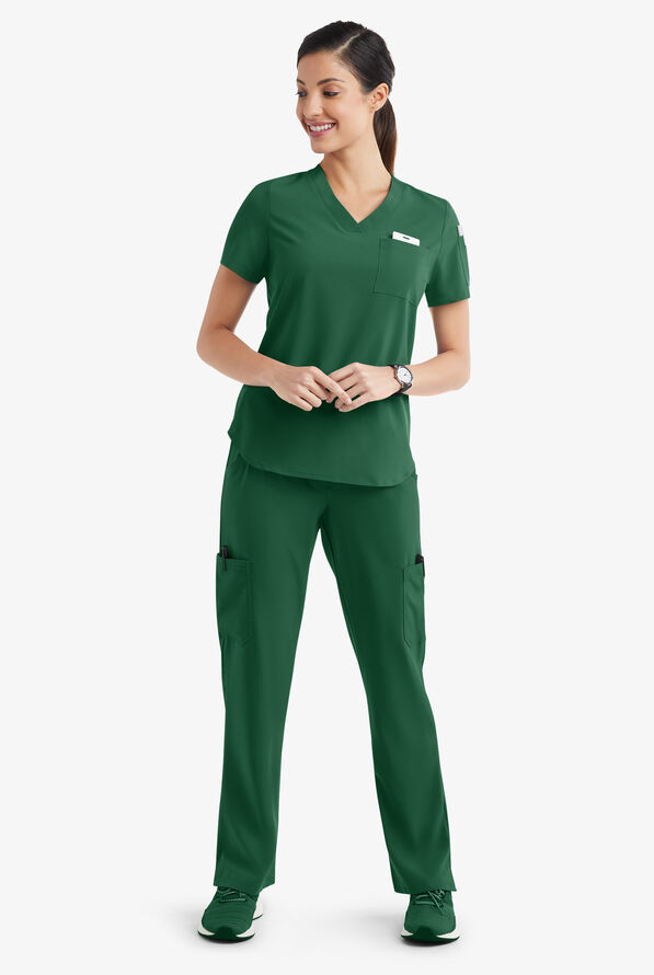 Tafford Active Stretch Women's 7-Pocket Scrub Set - Hunter - 2