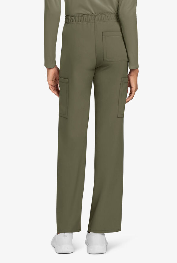 Cherokee Workwear Originals Ultra Unisex 3-Pocket Drawstring Straight Leg Scrub Pants - Olive - 4