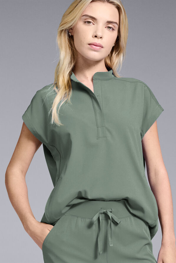 Hypothesis Women's Meta Oversized Dolman Sleeve Scrub Top - Mineral - 4