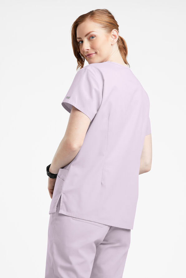 Blusa m&eacute;dica Butter-Soft Originals con cuello en V curvo y 7 bolsillos para mujer - Orchid Petal - 3