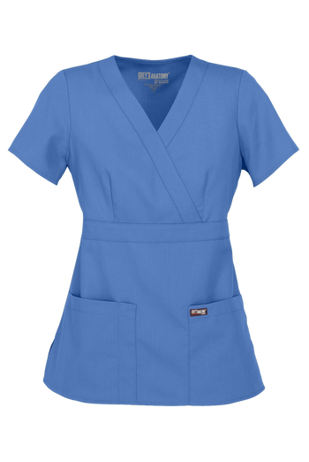Grey's Anatomy by Barco Riley Women's 3-Pocket Modern Fit Mock Wrap Scrub Top