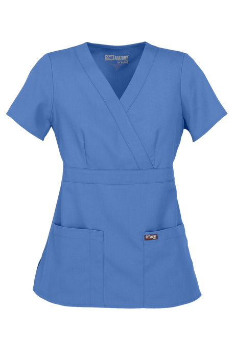 Grey's Anatomy by Barco Riley Women's 3-Pocket Modern Fit Mock Wrap Scrub Top
