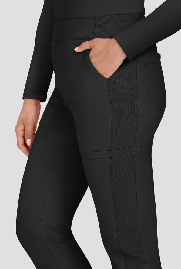 koi Lite™ Chessa Women's 6-Pocket Straight Leg Drawstring Scrub Pants - Black - 2