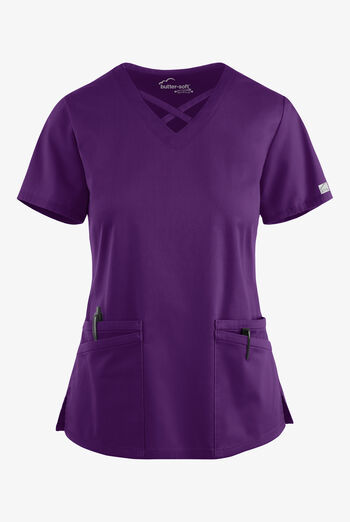 Butter-Soft STRETCH Women's 4-Pocket Crisscross Scrub Top