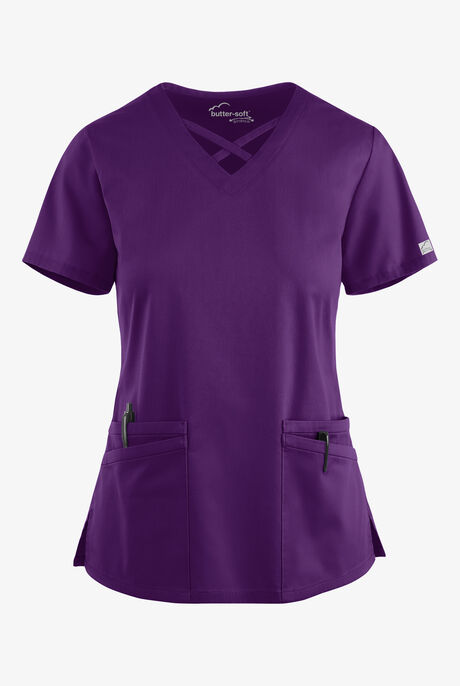 Butter-Soft STRETCH Women's 4-Pocket Crisscross Scrub Top