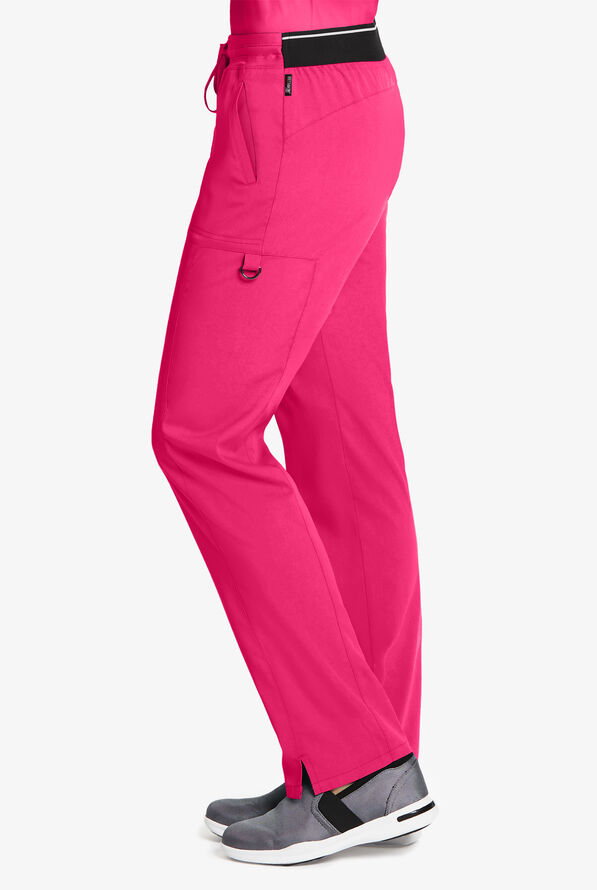 Grey's Anatomy by Barco Spandex STRETCH Kim Women's 3-Pocket Cargo Scrub Pants - Vibrance Pink - 3