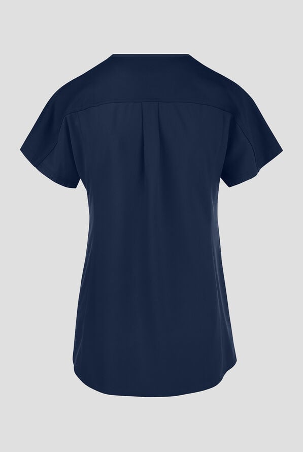 Wink Renew Women's 2-Pocket STRETCH Knit-Trim Dolman Tunic V-Neck Scrub Top - Navy - 2