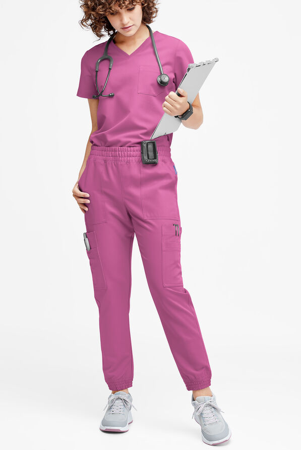 Movement by Butter-Soft Cephei Women's 11-Pocket Jogger Scrub Pants - Cassis Oasis - 4