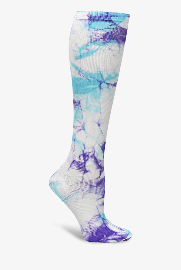 Nurse Mates Tie Dye-Lilac/Aqua Wide Calf Women's 12-14 mmHg Light Compression Socks - null - 1