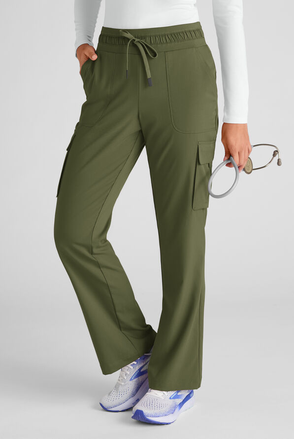 Pantalón médico Grey's Anatomy by Barco Emerge Parker STRETCH con piernas anchas estilizadas y 4 bolsillos para mujer - Olive - 1