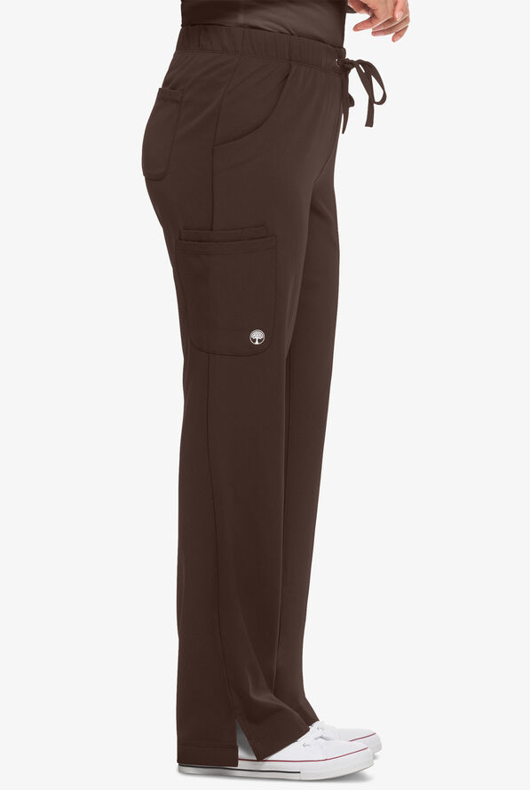 HH Works by Healing Hands Rebecca Women's 6-Pocket STRETCH Drawstring Waist Cargo Scrub Pants - Dark Chocolate - 3