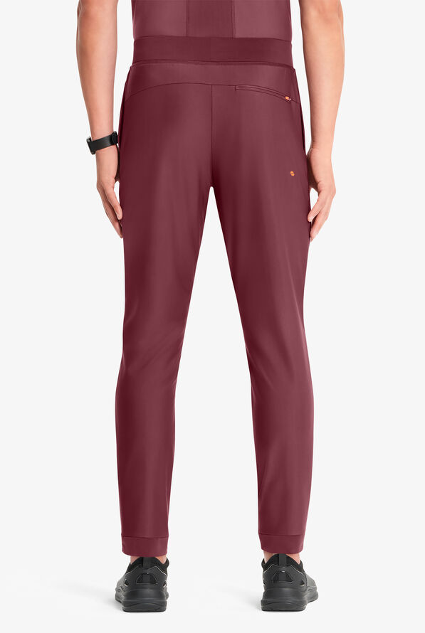 Infinity GNR8 Kinetic Knit Men's 4-Pocket STRETCH Zipper Cargo Hybrid Jogger Scrub Pants - Plum Velvet - 3