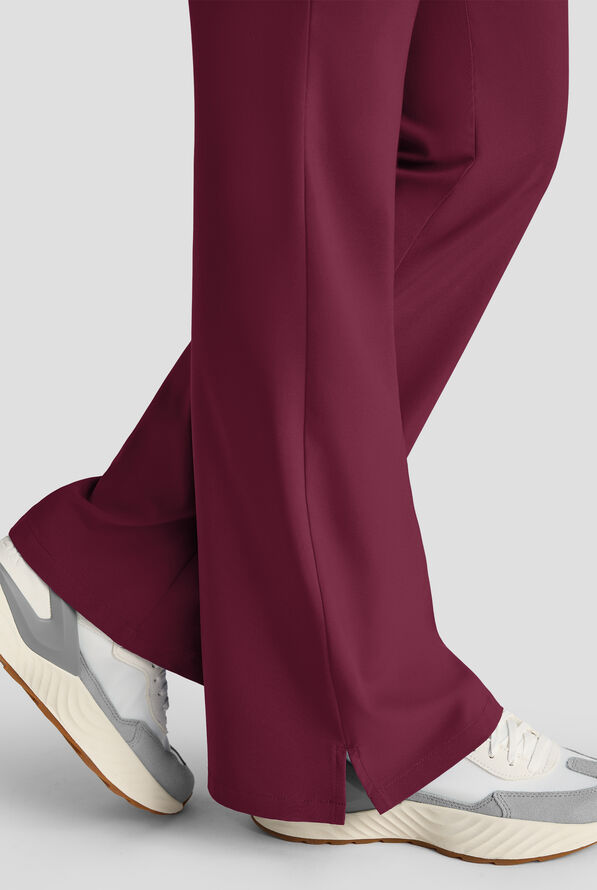 Easy STRETCH Sydney Women's Flare Leg Scrub Pants &ndash; 2-Piece Jumpsuit Bottom - Wine - 4