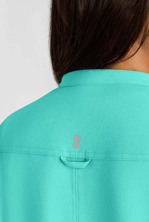 Easy STRETCH Bella Women's 1-Pocket Henley Scrub Top - Aqua Dust - 5