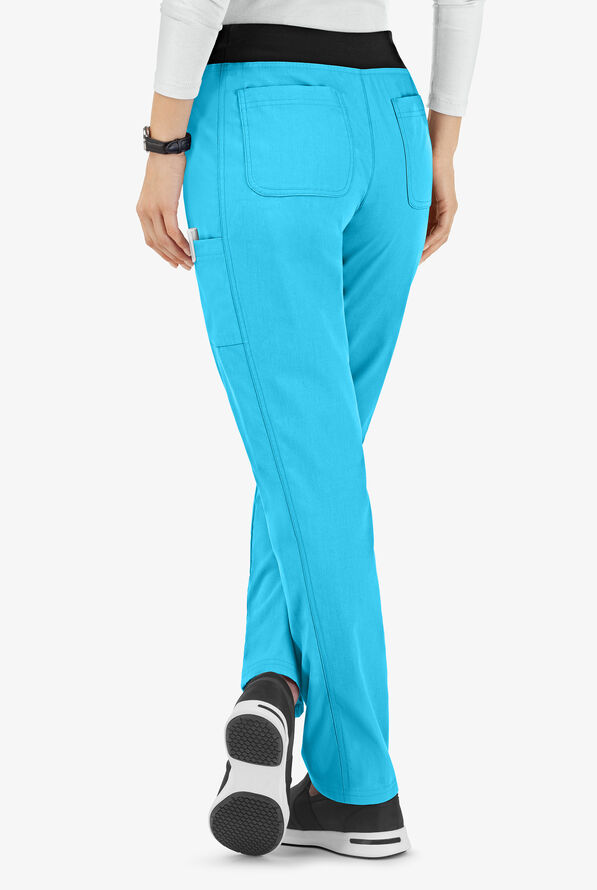 Pantal&oacute;n m&eacute;dico Butter-Soft Core by UA&trade; tipo yoga con 5 bolsillos para mujer - Turquoise/Black - 3
