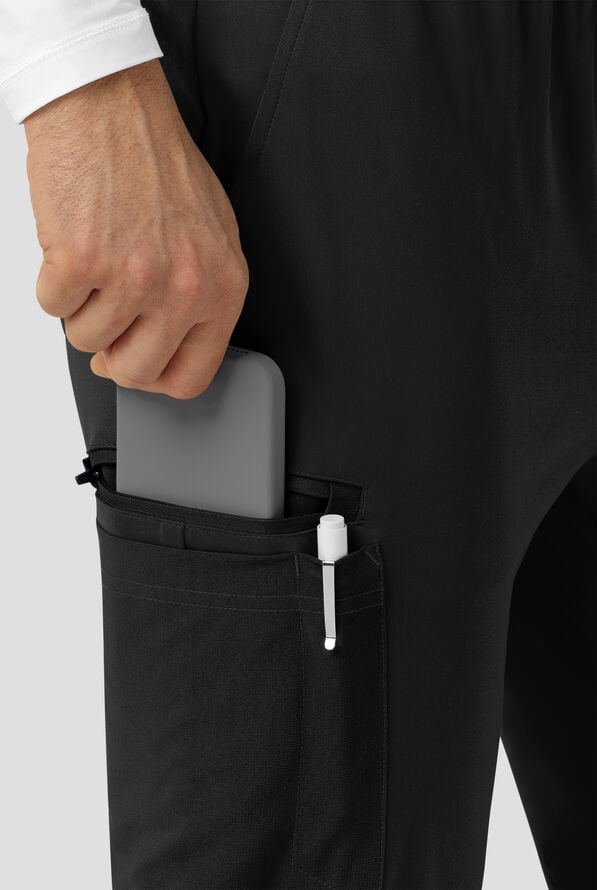 Carhartt Force&reg; Cross-Flex Knits Men's 6-Pocket STRETCH Tapered Leg Cargo Scrub Pants - Black - 3